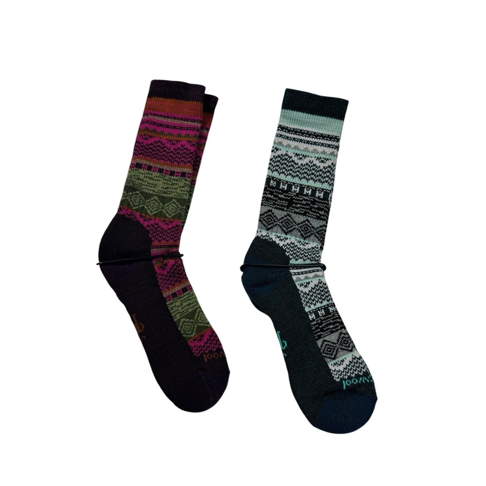 LOT2 Smartwool Womens Dazzling Wonderland Crew Socks 2 Pair Large Wool Blend NEW - Picture 2 of 11